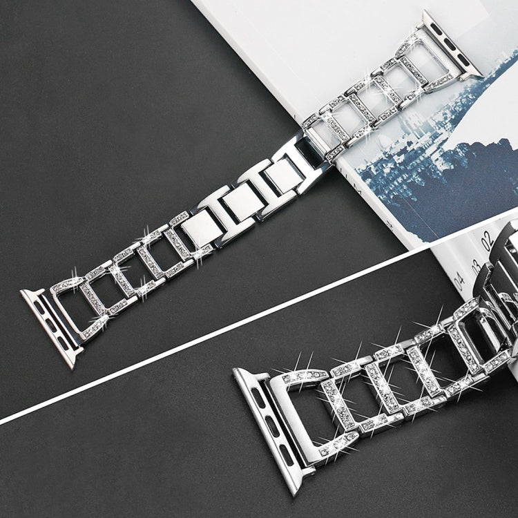 Lisslune | Colorful Diamond Stainless Steel Watch Band for Apple Watch Series 10 42mm / 9&8&7 41mm / SE 3&SE 2&6&SE&5&4 40mm / 3&2&1 38mm (Gold)