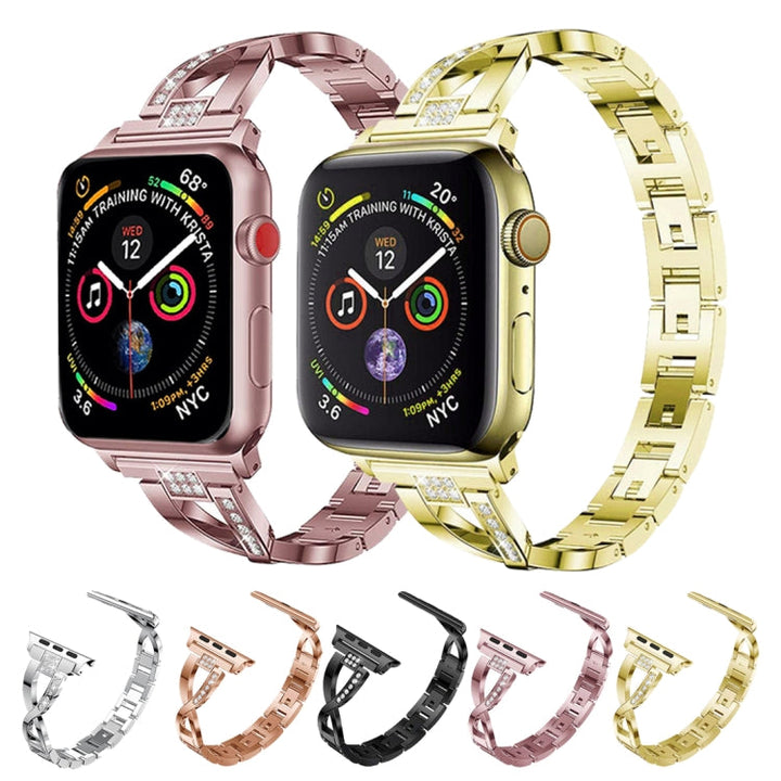 Lisslune | Colorful Diamond Stainless Steel Watch Band for Apple Watch Series 7 45mm / 6 & SE & 5 & 4 44mm / 3 & 2 & 1 42mm (Purple)