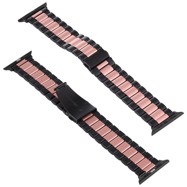 Lisslune | For Apple Watch Series 10 42mm / 9&8&7 41mm / SE 3&SE 2&6&SE&5&4 40mm / 3&2&1 38mm Stainless Steel Wristband Watch Strap (Black+Rose Gold)