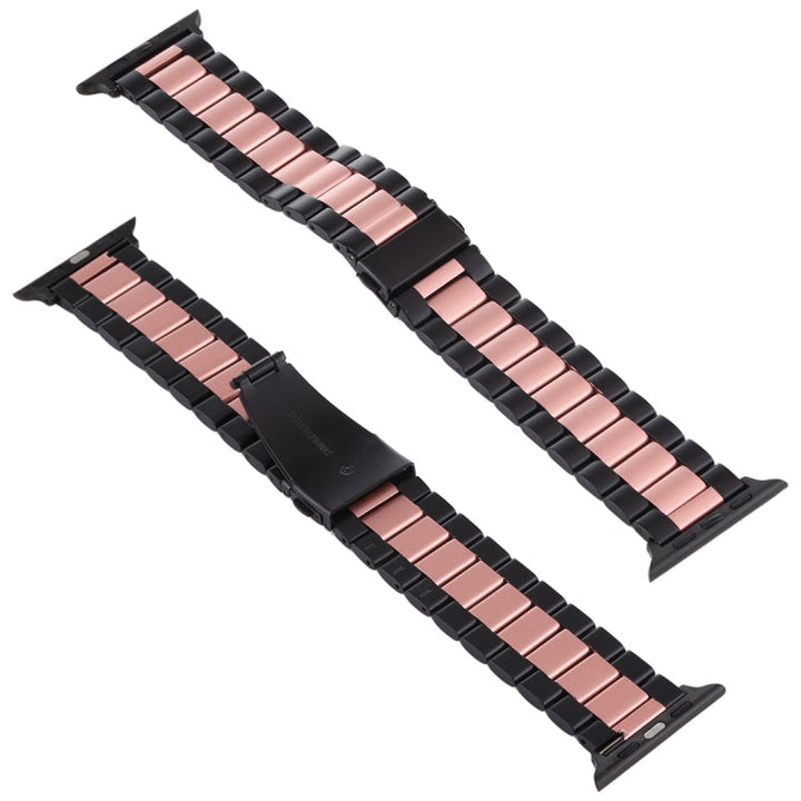 Lisslune | For Apple Watch Series 10 42mm / 9&8&7 41mm / SE 3&SE 2&6&SE&5&4 40mm / 3&2&1 38mm Stainless Steel Wristband Watch Strap (Black+Rose Gold)