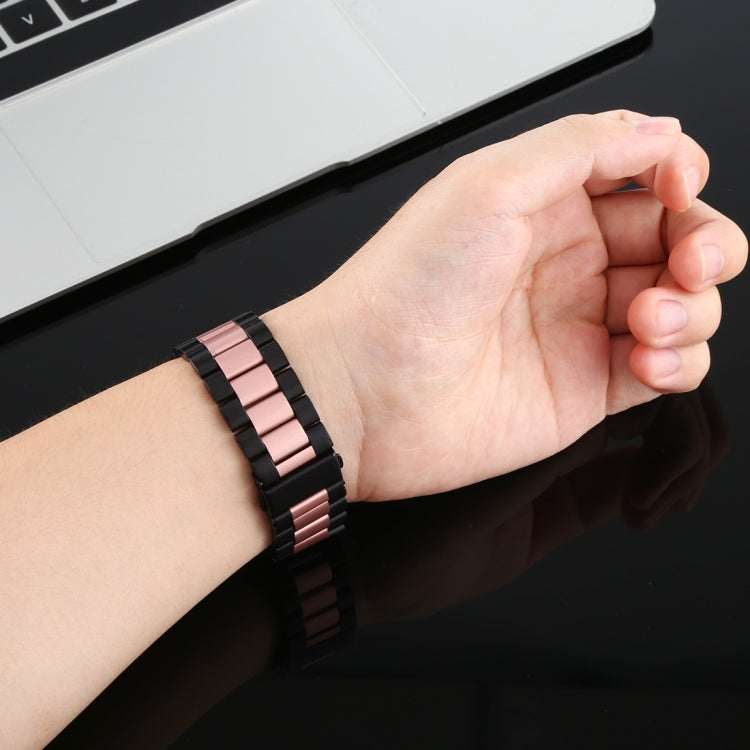 Lisslune | For Apple Watch Series 10 42mm / 9&8&7 41mm / SE 3&SE 2&6&SE&5&4 40mm / 3&2&1 38mm Stainless Steel Wristband Watch Strap (Black+Rose Gold)