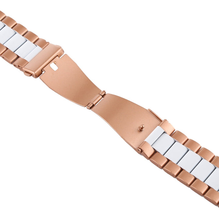 Lisslune | For Apple Watch Series 10 42mm / 9&8&7 41mm / SE 3&SE 2&6&SE&5&4 40mm / 3&2&1 38mm Stainless Steel Wristband Watch Strap (White + Gold)