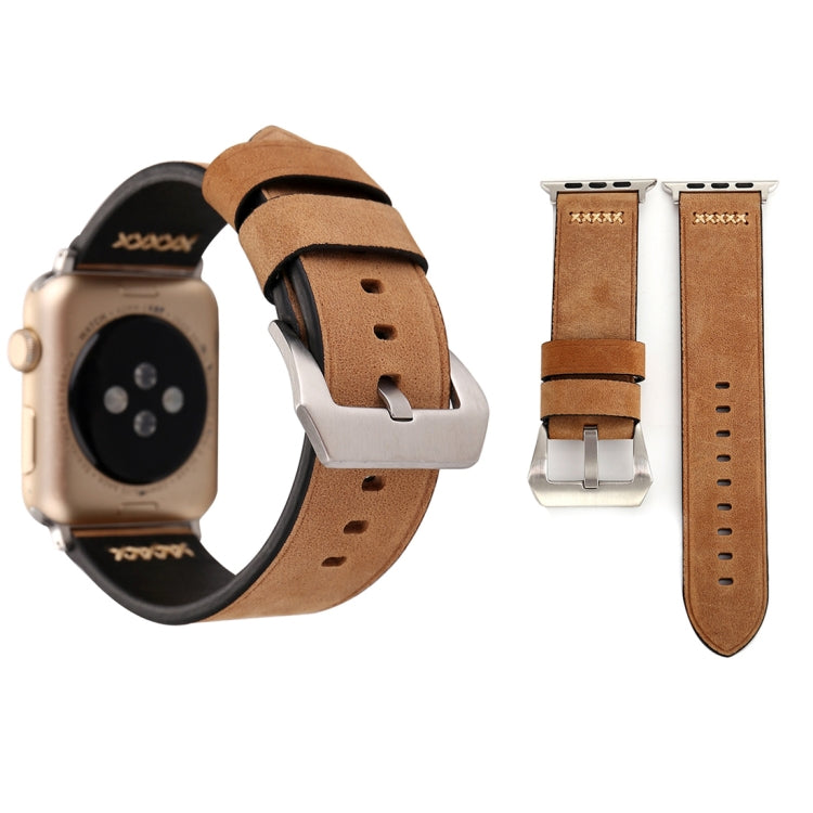 Lisslune | For Apple Watch Ultra 49mm & Watch Ultra 2 49mm / Series 10 46mm / 9 & 8 & 7 45mm / SE 3 & SE 2 & 6 & SE & 5 & 4 44mm / 3 & 2 & 1 42mm Retro XX Line Pattern Leather Watch Band (Khaki)