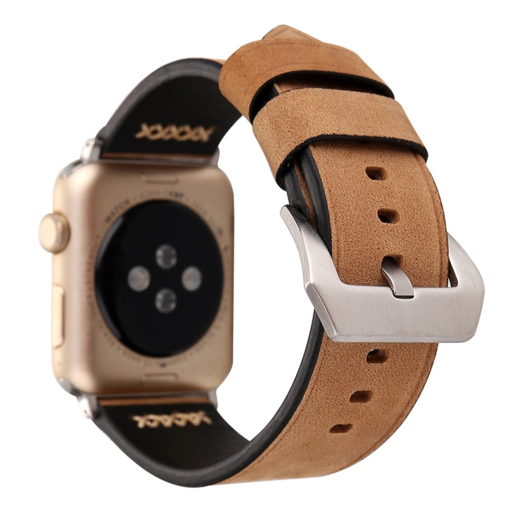 Lisslune | For Apple Watch Ultra 49mm & Watch Ultra 2 49mm / Series 10 46mm / 9 & 8 & 7 45mm / SE 3 & SE 2 & 6 & SE & 5 & 4 44mm / 3 & 2 & 1 42mm Retro XX Line Pattern Leather Watch Band (Khaki)