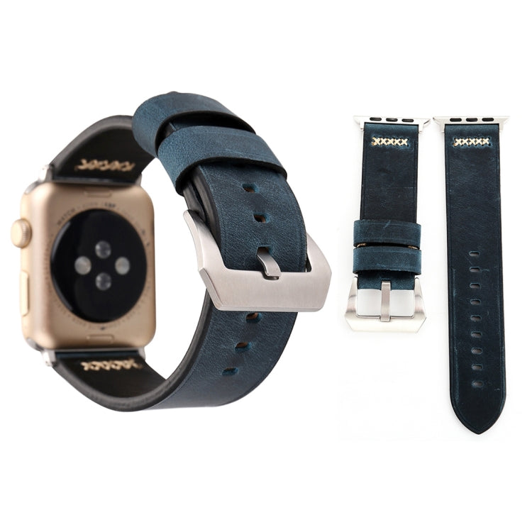 Lisslune | For Apple Watch Ultra 49mm&Watch Ultra 2 49mm / Series 10 46mm / 9&8&7 45mm / SE 3&SE 2&6&SE&5&4 44mm / 3&2&1 42mm Retro XX Line Pattern Leather Strap (Blue)
