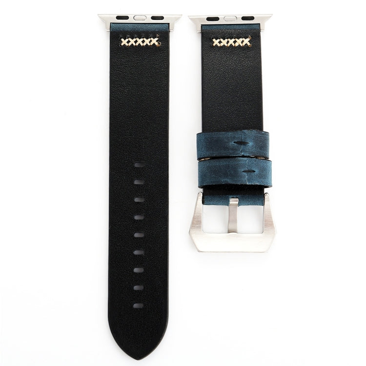 Lisslune | For Apple Watch Ultra 49mm&Watch Ultra 2 49mm / Series 10 46mm / 9&8&7 45mm / SE 3&SE 2&6&SE&5&4 44mm / 3&2&1 42mm Retro XX Line Pattern Leather Strap (Blue)