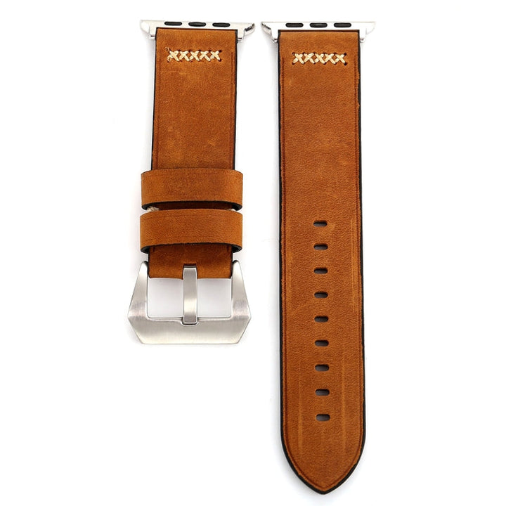 Lisslune | For Apple Watch Ultra 49mm & Watch Ultra 2 49mm / Series 10 46mm / 9 & 8 & 7 45mm / SE 3 & SE 2 & 6 & SE & 5 & 4 44mm / 3 & 2 & 1 42mm Retro XX Line Pattern Leather Watch Band (Brown)