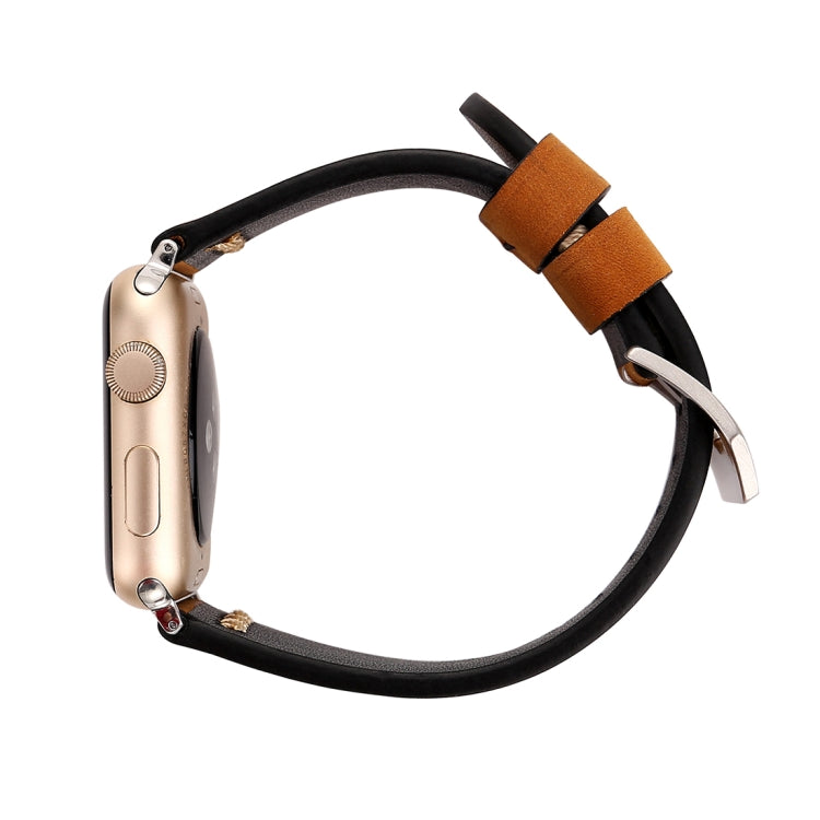 Lisslune | For Apple Watch Ultra 49mm & Watch Ultra 2 49mm / Series 10 46mm / 9 & 8 & 7 45mm / SE 3 & SE 2 & 6 & SE & 5 & 4 44mm / 3 & 2 & 1 42mm Retro XX Line Pattern Leather Watch Band (Brown)
