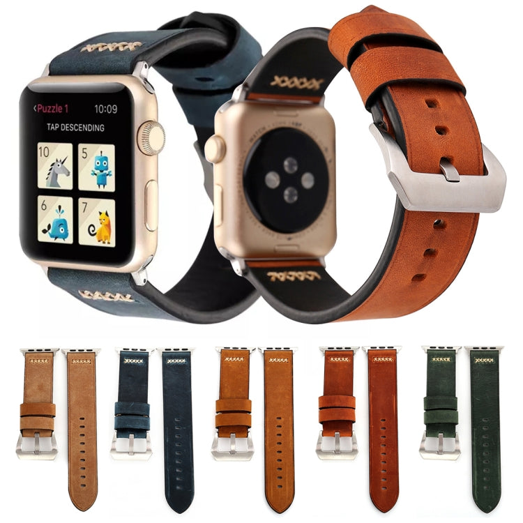 Lisslune | For Apple Watch Ultra 49mm & Watch Ultra 2 49mm / Series 10 46mm / 9 & 8 & 7 45mm / SE 3 & SE 2 & 6 & SE & 5 & 4 44mm / 3 & 2 & 1 42mm Retro XX Line Pattern Leather Watch Band (Brown)