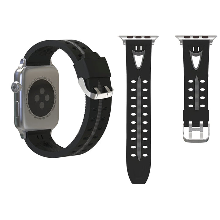 Lisslune | For Apple Watch Series 3 & 2 & 1 38mm Fashion Smiling Face Pattern Silicone Band (Black+Gray)