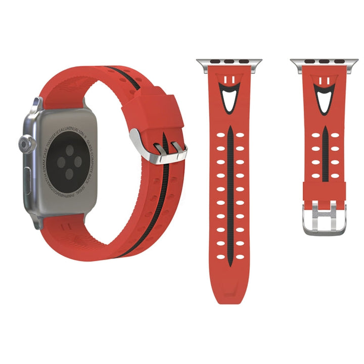 Lisslune | For Apple Watch Series 3 & 2 & 1 38mm Fashion Smiley Face Pattern Silicone Band (Red)