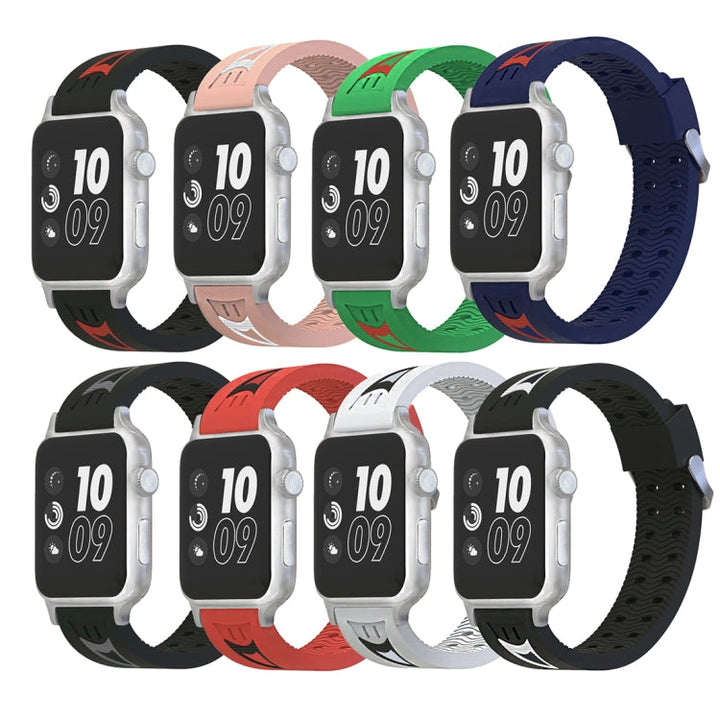 Lisslune | For Apple Watch Series 3 & 2 & 1 38mm Fashion Smiling Face Pattern Silicone Band (Blue+Red)