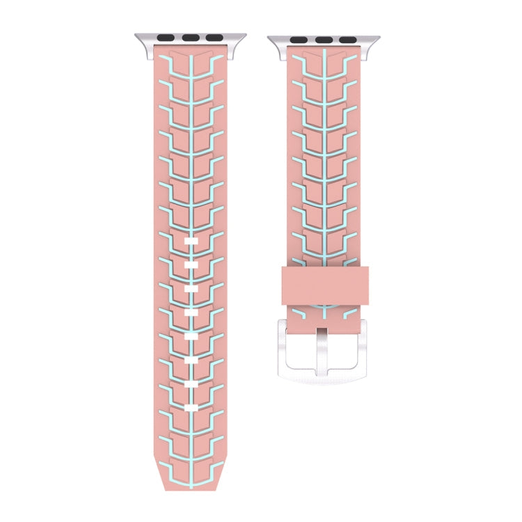 Lisslune | For Apple Watch Series 3 & 2 & 1 38mm Fashion Herringbone Pattern Silicone Watch Band (Pink)