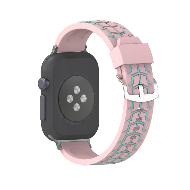 Lisslune | For Apple Watch Series 3 & 2 & 1 38mm Fashion Herringbone Pattern Silicone Watch Band (Pink)