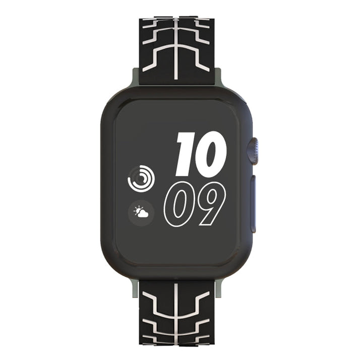 Lisslune | For Apple Watch Series 3 & 2 & 1 38mm Fashion Herringbone Pattern Silicone Watch Band (Black+White)