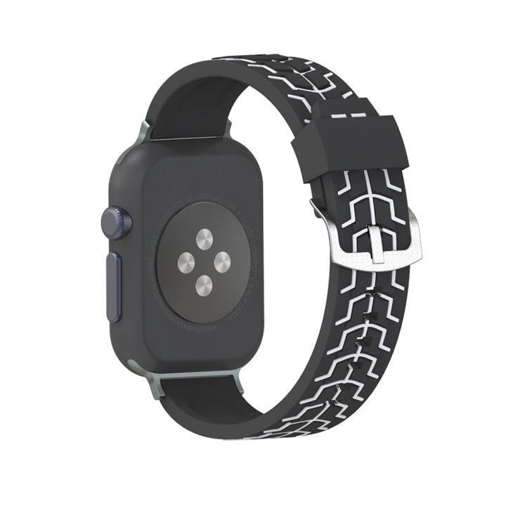 Lisslune | For Apple Watch Series 3 & 2 & 1 38mm Fashion Herringbone Pattern Silicone Watch Band (Black+White)