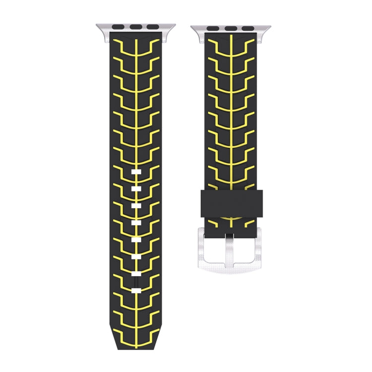 Lisslune | For Apple Watch Series 3 & 2 & 1 38mm Fashion Herringbone Pattern Silicone Watch Band (Black+Yellow)