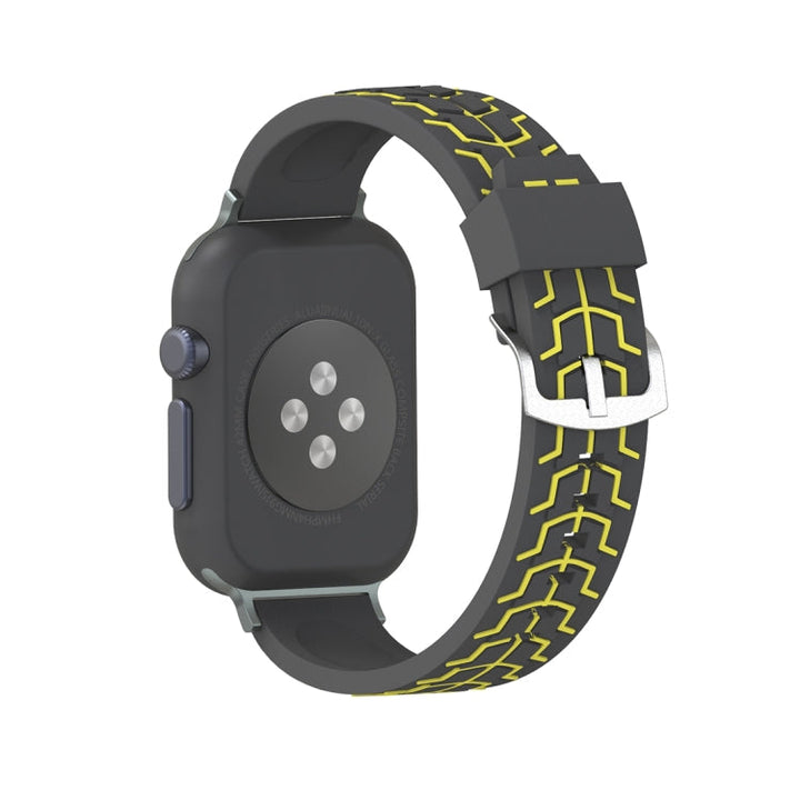 Lisslune | For Apple Watch Series 3 & 2 & 1 38mm Fashion Herringbone Pattern Silicone Watch Band (Black+Yellow)