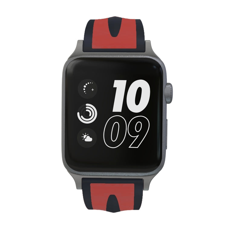 Lisslune | For Apple Watch Series 3 & 2 & 1 38mm Fashion Double Stripe Pattern Silicone Watch Strap (Black+Red)