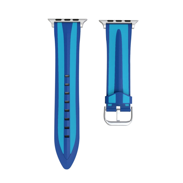 Lisslune | For Apple Watch Series 3 & 2 & 1 38mm Fashion Double Stripe Pattern Silicone Watch Band (Blue)