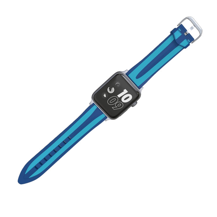 Lisslune | For Apple Watch Series 3 & 2 & 1 38mm Fashion Double Stripe Pattern Silicone Watch Band (Blue)