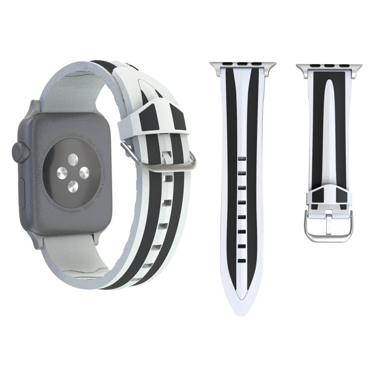 Lisslune | For Apple Watch Series 3 & 2 & 1 38mm Fashion Double Stripes Pattern Silicone Watch Strap (Black+White)