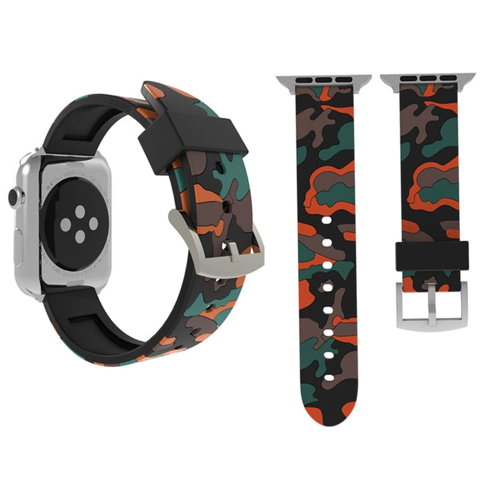 Lisslune | For Apple Watch Series 3 & 2 & 1 38mm Fashion Camouflage Pattern Silicone Watch Band (Red)
