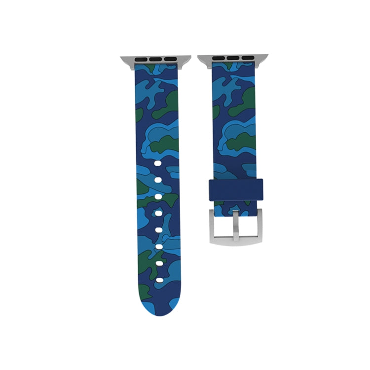 Lisslune | For Apple Watch Series 3 & 2 & 1 38mm Fashion Camouflage Pattern Silicone Band (Blue)