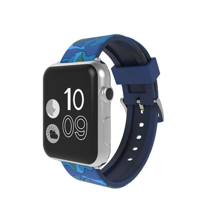 Lisslune | For Apple Watch Series 3 & 2 & 1 38mm Fashion Camouflage Pattern Silicone Band (Blue)