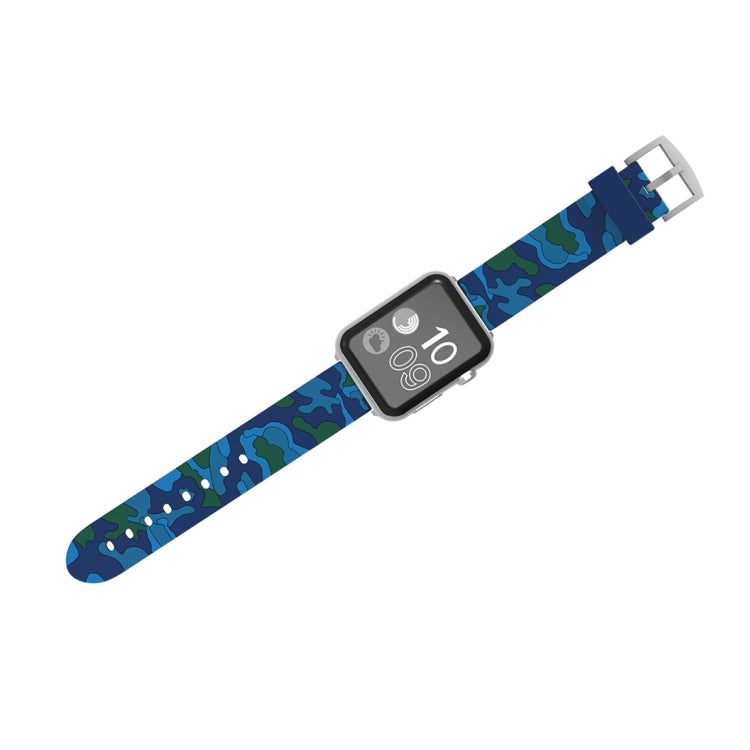 Lisslune | For Apple Watch Series 3 & 2 & 1 38mm Fashion Camouflage Pattern Silicone Band (Blue)