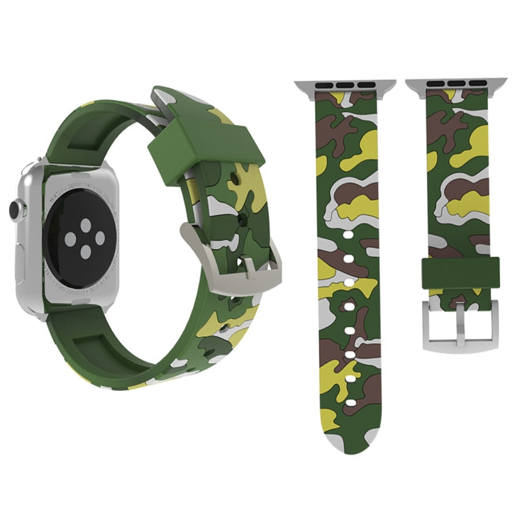 Lisslune | For Apple Watch Series 3 & 2 & 1 38mm Fashion Camouflage Pattern Silicone Watch Band (Green)