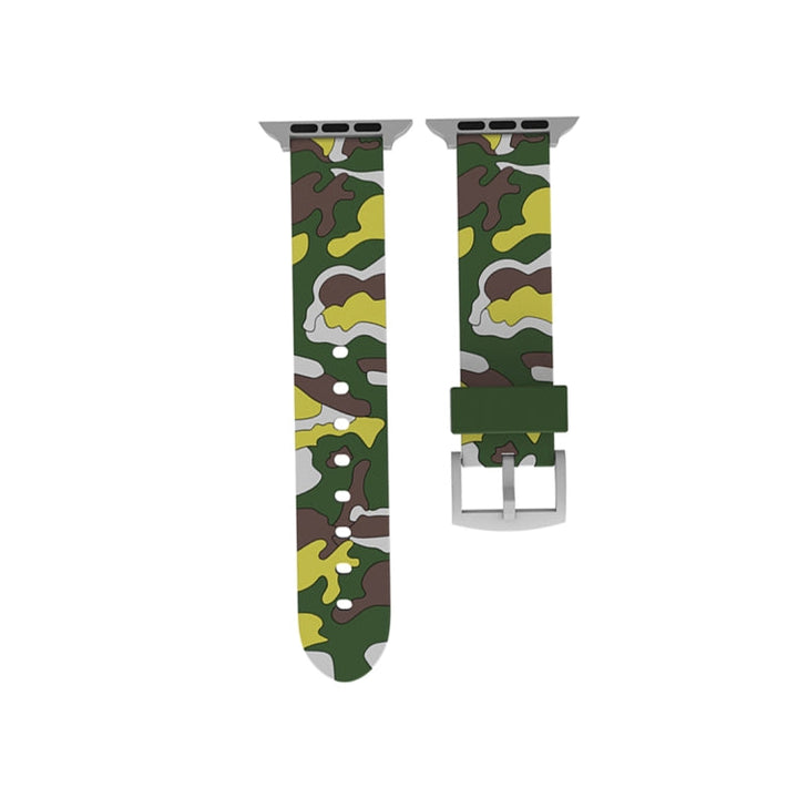 Lisslune | For Apple Watch Series 3 & 2 & 1 38mm Fashion Camouflage Pattern Silicone Watch Band (Green)