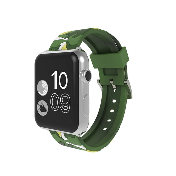 Lisslune | For Apple Watch Series 3 & 2 & 1 38mm Fashion Camouflage Pattern Silicone Watch Band (Green)