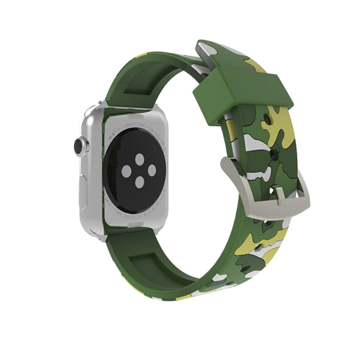Lisslune | For Apple Watch Series 3 & 2 & 1 38mm Fashion Camouflage Pattern Silicone Watch Band (Green)