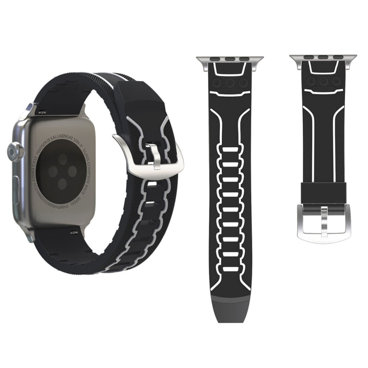 Lisslune | For Apple Watch Series 3 & 2 & 1 38mm Fashion Electrocardiogram Pattern Silicone Watch Strap (Black+White)