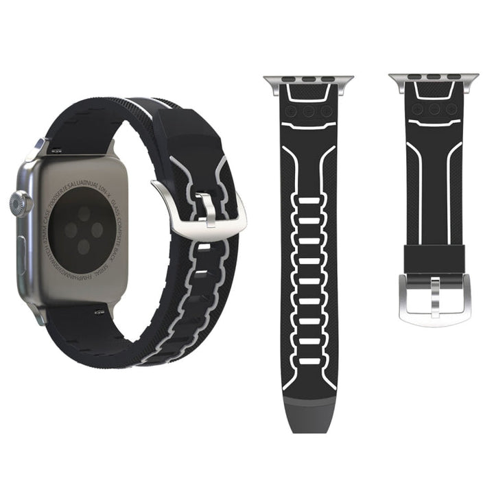 Lisslune | For Apple Watch Series 3 & 2 & 1 38mm Fashion Electrocardiogram Pattern Silicone Watch Strap (Black+White)