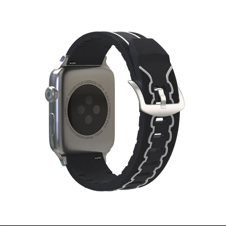 Lisslune | For Apple Watch Series 3 & 2 & 1 38mm Fashion Electrocardiogram Pattern Silicone Watch Strap (Black+White)