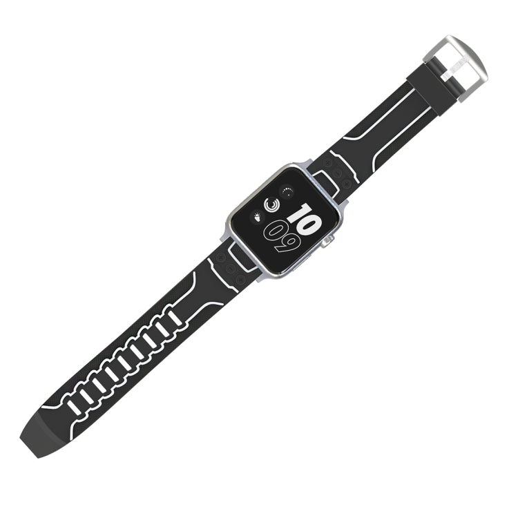Lisslune | For Apple Watch Series 3 & 2 & 1 38mm Fashion Electrocardiogram Pattern Silicone Watch Strap (Black+White)