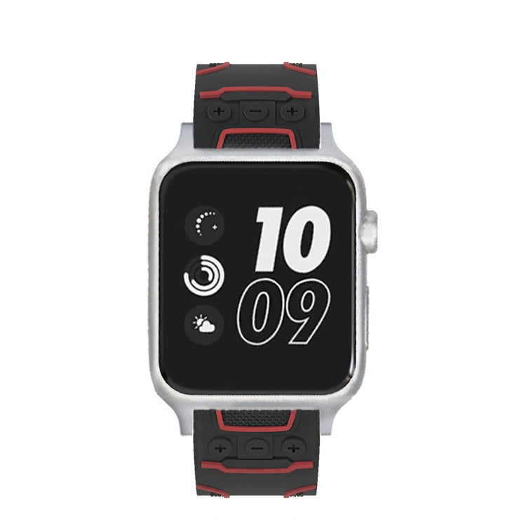 Lisslune | For Apple Watch Series 3 & 2 & 1 38mm Fashion Electrocardiogram Pattern Silicone Watch Strap (Black+Red)