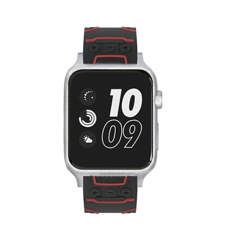 Lisslune | For Apple Watch Series 3 & 2 & 1 38mm Fashion Electrocardiogram Pattern Silicone Watch Strap (Black+Red)