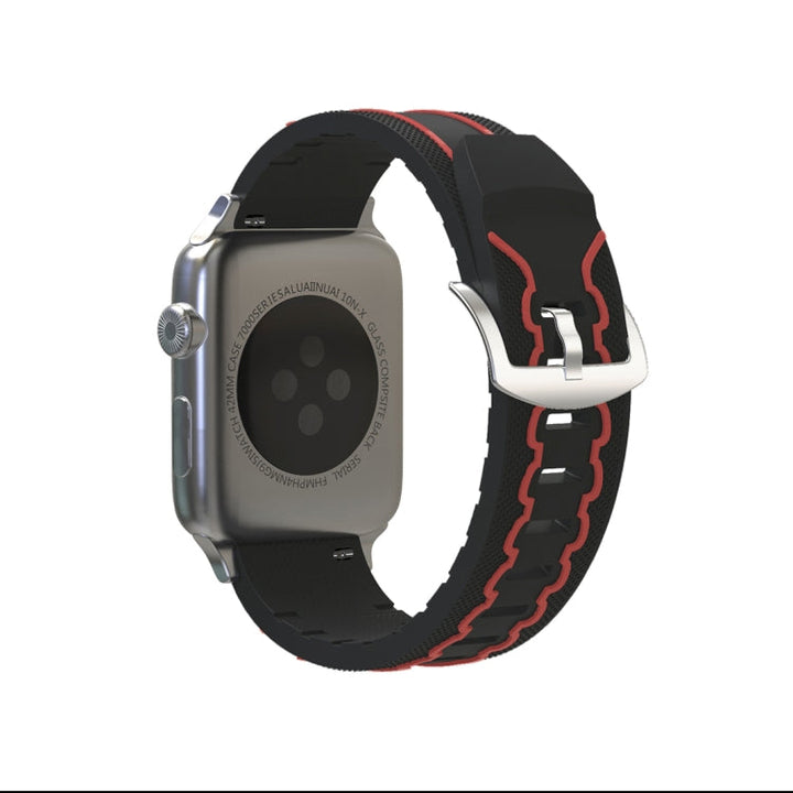 Lisslune | For Apple Watch Series 3 & 2 & 1 38mm Fashion Electrocardiogram Pattern Silicone Watch Strap (Black+Red)