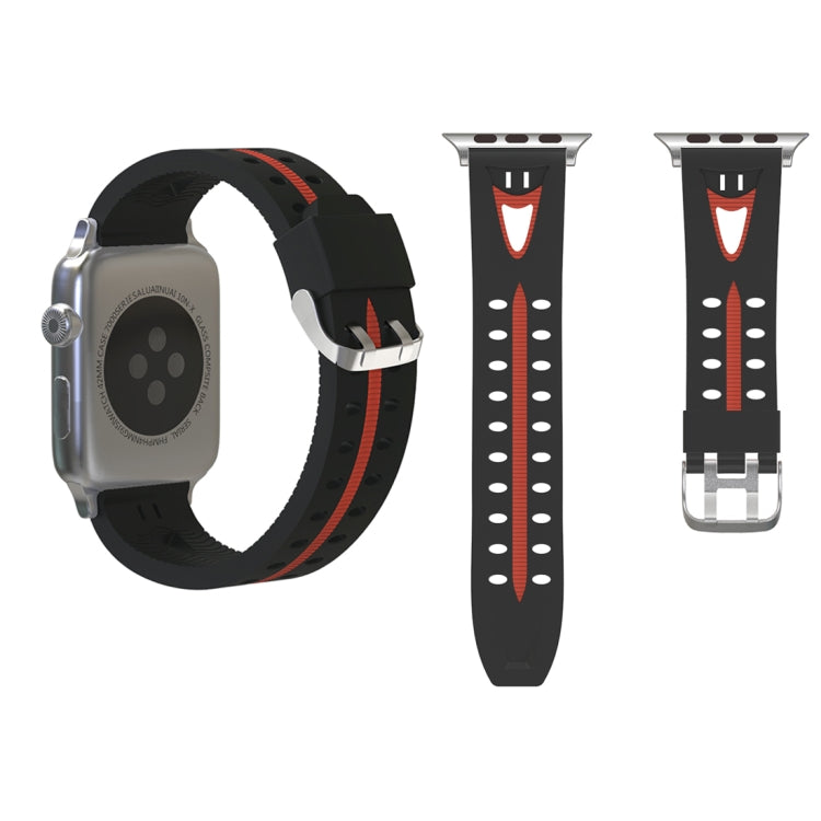 Lisslune | For Apple Watch Series 3 & 2 & 1 42mm Fashion Smiley Face Pattern Silicone Watch Band (Black+Red)
