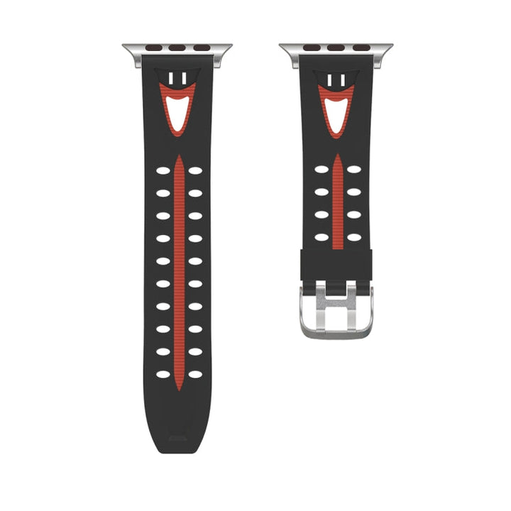 Lisslune | For Apple Watch Series 3 & 2 & 1 42mm Fashion Smiley Face Pattern Silicone Watch Band (Black+Red)