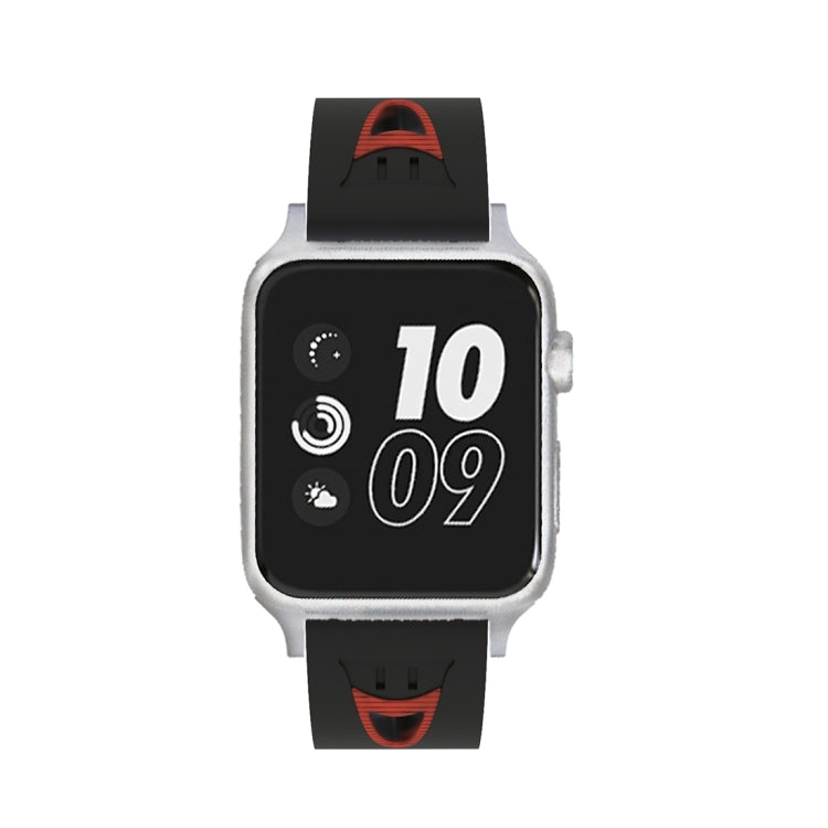 Lisslune | For Apple Watch Series 3 & 2 & 1 42mm Fashion Smiley Face Pattern Silicone Watch Band (Black+Red)