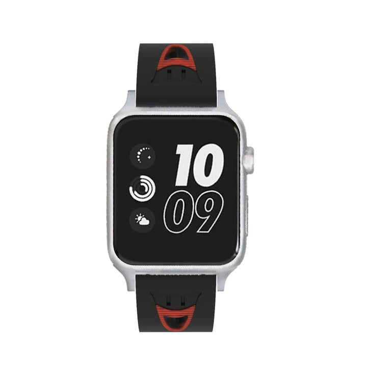 Lisslune | For Apple Watch Series 3 & 2 & 1 42mm Fashion Smiley Face Pattern Silicone Watch Band (Black+Red)