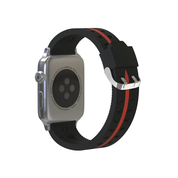 Lisslune | For Apple Watch Series 3 & 2 & 1 42mm Fashion Smiley Face Pattern Silicone Watch Band (Black+Red)