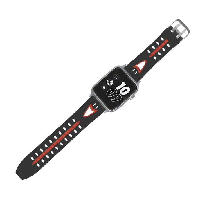 Lisslune | For Apple Watch Series 3 & 2 & 1 42mm Fashion Smiley Face Pattern Silicone Watch Band (Black+Red)