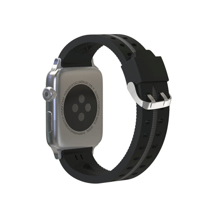 Lisslune | For Apple Watch Series 3 & 2 & 1 42mm Fashion Smiling Face Pattern Silicone Watch Band (Black+Gray)