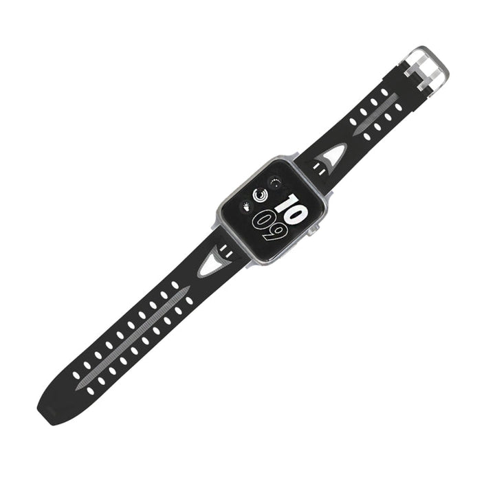 Lisslune | For Apple Watch Series 3 & 2 & 1 42mm Fashion Smiling Face Pattern Silicone Watch Band (Black+Gray)