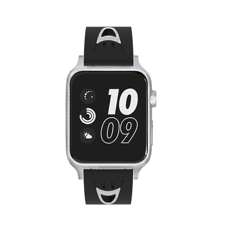 Lisslune | For Apple Watch Series 3 & 2 & 1 42mm Fashion Smiling Face Pattern Silicone Watch Band (Black+White)